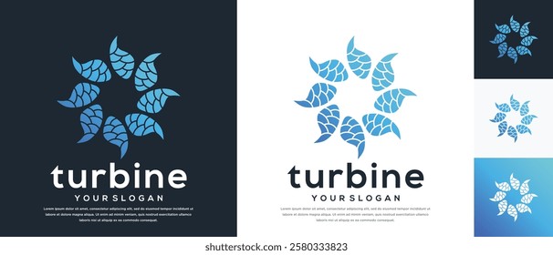 Wind turbine logo design. Turbine logo templateWind turbine logo design. Turbine logo template