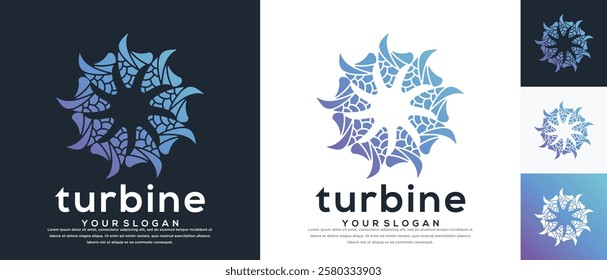 Wind turbine logo design. Turbine logo templateWind turbine logo design. Turbine logo template