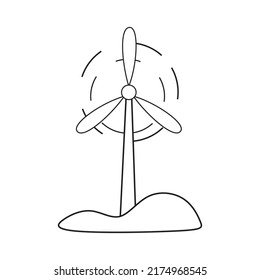 Wind turbine logo or icon - vector simple thin line eco energy symbol and illustration