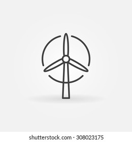 Wind turbine logo or icon - vector simple thin line eco energy symbol