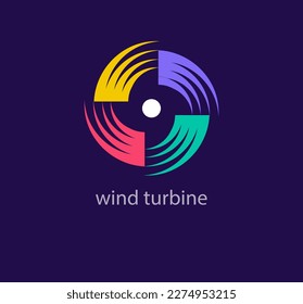 Wind turbine logo. Modern linear and colorful design. logo template. Elegant, luxury, premium vector