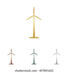 Wind turbine logo or sign. Metal icons on white backgound.