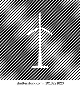Wind turbine logo or sign. Vector. Icon. Hole in moire background.