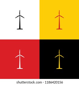 Wind turbine logo or sign. Vector. Icons of german flag on corresponding colors as background.