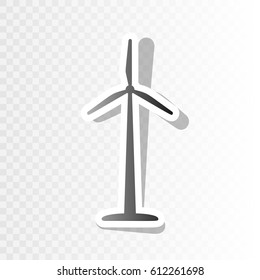 Wind turbine logo or sign. Vector. New year blackish icon on transparent background with transition.