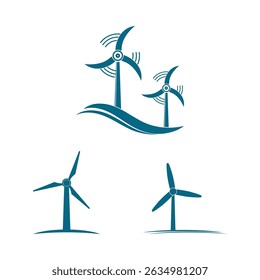 Logo für Windkraftanlagen, Vektor- und Symboldesign