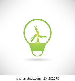 wind turbine, wind mill in bulb, save energy concept