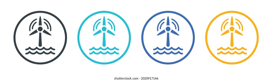 Wind turbine offshore icon isolated on white background.