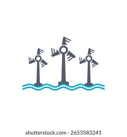 Wind turbine offshore icon isolated on white background