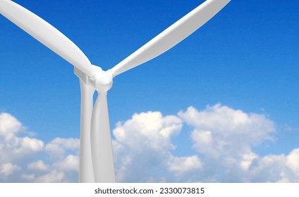 Wind Turbine on background of sky. Eco energy concept. EPS10 vector