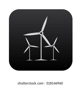 Wind turbine on black button blackboard,vector