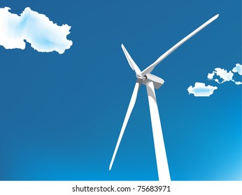 wind turbine on blue background