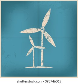 Wind turbine on old background,grunge vector