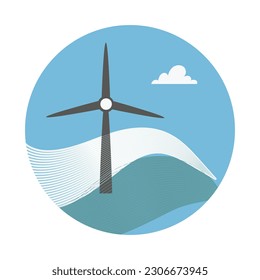 wind turbine on sky background