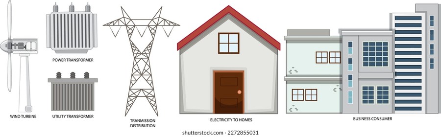 Wind Turbine Power Generation Concept illustration