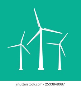 Wind turbine. Turbine wind power green energy electricity. Wind energy plant windmill renewable ecology vector illustration.