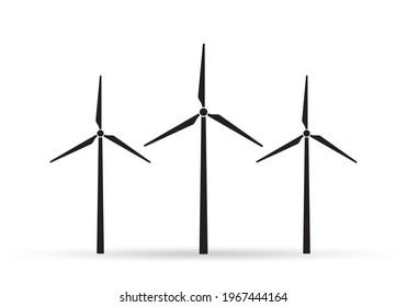 Wind turbine or power icon. Modern windmill silhouettes. Eco energy concept. Vector illustration.