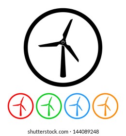 Wind Turbine Wind Power Icon Vector with Four Color Variations
