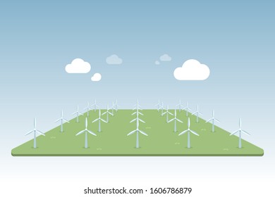Wind turbine power isometric perspective illustration.