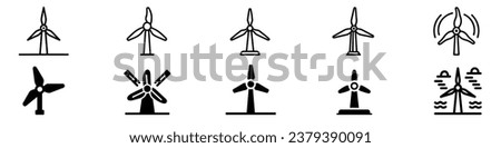 Wind turbine power symbol icon. Wine turbine icon showing wind power, Windmill silhouette. Wind power line icon concept. Wind power vector linear illustration, Windmill icon. Simple metal windmill