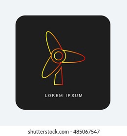 Wind Turbine Red & Orange gradient attractive line thin icon / logo design