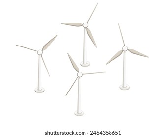 Wind turbine renewable electric generation vector illustration isolated on white background