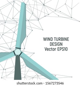 Wind turbine. Renewable electricity generation. Vector illustration. Modern technology.