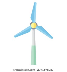 Wind Turbine Renewable Energy Clean Power Sustainable Technology Graphic Element Isolated Vector Illustration Design
