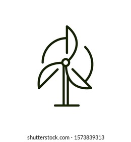 wind turbine renewable energy environment ecology line and fill vector illustration