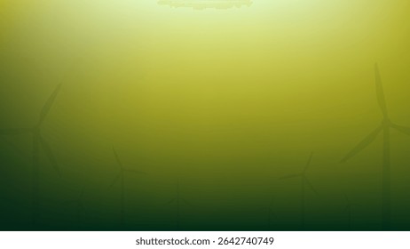 Wind turbine, renewable energy, green gradient, environmental, silhouette, landscape, peaceful