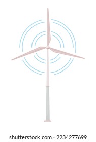 Wind turbine semi flat color vector object. Sustainable power generation. Editable elements. Full sized items on white. Simple cartoon style illustration for web graphic design and animation