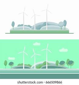 Wind turbine set blue