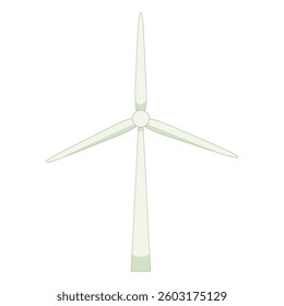 Wind turbine set icon. Pale green three-blade turbine symbolizing renewable wind energy