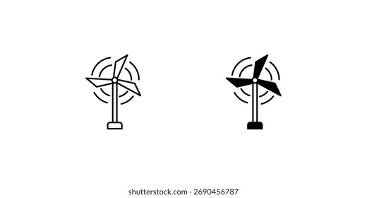 Wind Turbine set icon with white background vector stock illustration