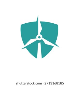 Wind Turbine Shield Logo Design 
