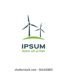 Wind turbine silhouette, logotype