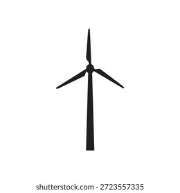 Projeto de ilustração plana do vetor da silhueta da turbina do vento sobre fundo branco