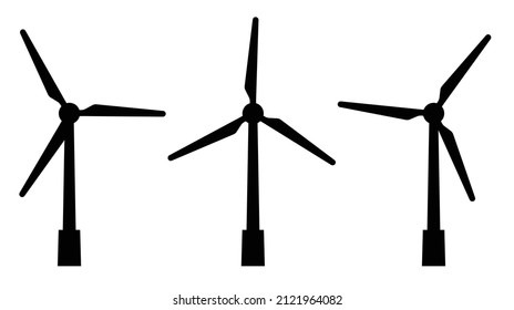 Wind turbine silhouettes vector illustration icon. Windmill Wind energy.