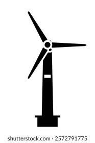 Wind turbine. Simple illustration in black and white.