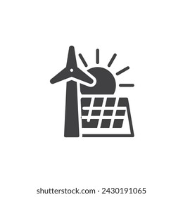 Wind turbine and solar panel vector icon. filled flat sign for mobile concept and web design. Renewable Energy glyph icon. Symbol, logo illustration. Vector graphics