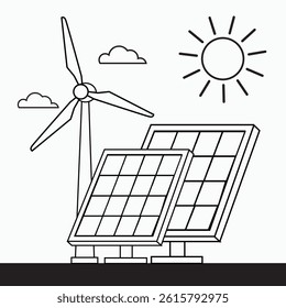 wind turbine and solar panels