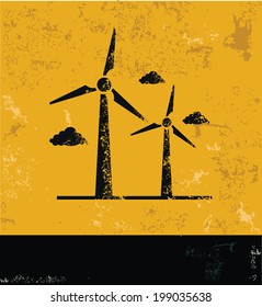 Wind turbine symbol,grunge vector