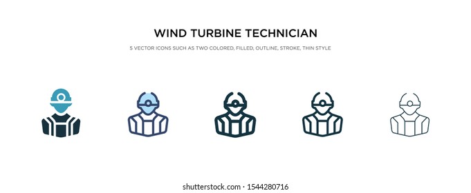 wind turbine technician icon in different style vector illustration. two colored and black wind turbine technician vector icons designed in filled, outline, line and stroke style can be used for