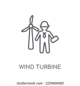 Wind Turbine Technician linear icon. Modern outline Wind Turbine Technician logo concept on white background from Professions collection. Suitable for use on web apps, mobile apps and print media.