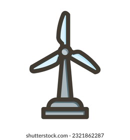 Wind Turbine Thick Line Filled Colors For Personal And Commercial Use.
