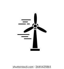 Wind Turbine with Three Blades in Motion Symbolizing Clean Energy Generation