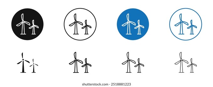 Wind turbine vector icon in black and blue colors