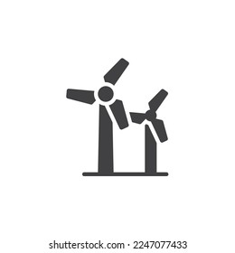 Wind turbine vector icon. filled flat sign for mobile concept and web design. Wind energy glyph icon. Symbol, logo illustration. Vector graphics