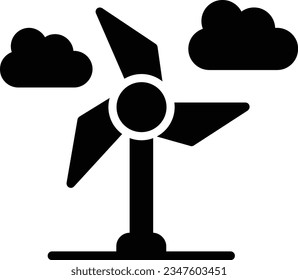 Wind Turbine Vector Icon Glyph Style