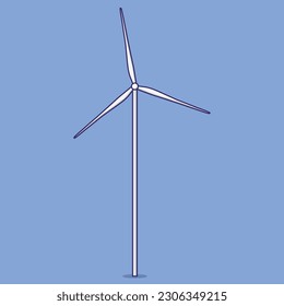 Wind Turbine Vektorsymbol Illustration mit Outline für Design-Element, Clipkunst, Web, Landing Page, Sticker, Banner. Flachbildkartonstil